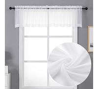 Chyhomenyc Cenefas Blancas Transparentes para Ventanas, Paquete de 2, Cortinas pequeñas para Sala de Estar, baño, cafetería, lavandería, sótano, Cortina Moderna de Gasa con Doble Bolsillo para Barra