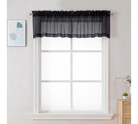 Chyhomenyc Cenefas transparentes negras para ventanas, paquete de 2, cortinas pequeñas de 42 pulgadas de ancho x 14 pulgadas de largo, para sala de estar, baño, cafetería, lavandería, sótano, elegante