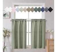 Chyhomenyc Cortinas de color verde salvia claro de 30 pulgadas de largo, cortinas de café pequeñas con textura de lino sintético, cortinas cortas que filtran la luz para ventana de dormitorio, 76.2 x
