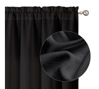 Chyhomenyc Cortinas Negras de 54 Pulgadas de Largo, 2 Paneles, Lino sintético Texturizado, semitransparentes, filtran la luz, Suaves, aireadas, con Bolsillo para cortinero, para Sala de Estar