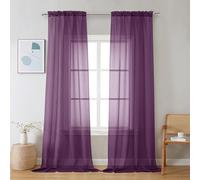 Chyhomenyc Cortinas Transparentes Ciruela de 244 cm de Largo 2 Paneles, Filtrado de Luz Suave Aireado Sólido Elegante Tratamiento de Ventana de Gasa para Dormitorio Sala de Estar Decoración de Fiesta