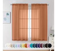 Chyhomenyc Cortinas transparentes naranja de 63 pulgadas de largo, 2 paneles, cortinas con bolsillo para barra para filtrar la luz, cortinas de ventana aireadas para dormitorio y sala de estar, cada