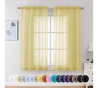 Chyhomenyc Cortinas traslúcidas amarillas de 54 pulgadas de largo, 2 paneles, cortinas cortas de gasa para filtrar la luz, cortinas cortas de gasa para sala de estar, dormitorio, ventanas pequeñas, 42