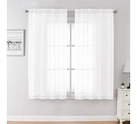 Chyhomenyc Cortinas traslúcidas Blancas de 45 Pulgadas de Largo, 2 Paneles, Cortinas Cortas de Gasa para Comedor, Ventanas pequeñas, baño, Sala de Estar, Dormitorio, Bolsillo para Barra, 42 Pulgadas