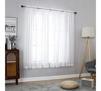 Chyhomenyc Cortinas traslúcidas Blancas de 54 Pulgadas de Largo, Juego de 2 Paneles de Gasa Corto con Bolsillo para cortinero, Cortinas para Comedor, Ventanas pequeñas, baño, Sala de Estar,