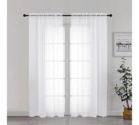 Chyhomenyc Cortinas traslúcidas Blancas de 72 Pulgadas de Largo, 2 Paneles, Cortinas de Gasa para Ventana de Puerta Francesa, Dormitorio, Sala de Estar y habitación de los niños, Cada una de 42