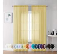 Chyhomenyc Cortinas traslúcidas Color Amarillo Mostaza de 84 Pulgadas de Largo, 2 Paneles, Cortinas traslúcidas de Gasa Suave y aireada para Ventana de Dormitorio, Sala de Estar, 42 Pulgadas de Ancho