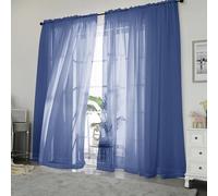 Chyhomenyc Cortinas traslúcidas Color Azul Real, 213 cm de Largo, 2 Paneles, Cortinas de Gasa con Bolsillo para Barra para Sala de Estar, Dormitorio, 2 Unidades, Cada una de 42 Pulgadas de Ancho x 84