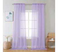 Chyhomenyc Cortinas traslúcidas color lila de 96 pulgadas de largo, 2 paneles, filtran la luz, suaves, aireadas, elegantes, cortinas de gasa para dormitorio, sala de estar, decoración de fiesta de