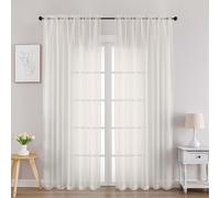 Chyhomenyc Cortinas traslúcidas Color Marfil de 213.4 cm de Largo, Juego de 2 Paneles de Gasa Crema filtrantes de luz para Ventana de Dormitorio, Sala de Estar, 42 Pulgadas de Ancho x 84 Pulgadas de