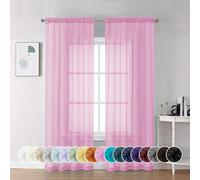 Chyhomenyc Cortinas traslúcidas color rosa de 72 pulgadas de largo, 2 paneles, filtran la luz, suaves, aireadas, con bolsillo para barra, cortinas de gasa para ventana para puerta francesa,
