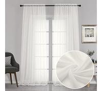 Chyhomenyc Cortinas traslúcidas de 120 pulgadas extralargas, 2 piezas, bolsillo para barra, textura de gasa suave, paneles ligeros y aireados para sala de estar/dormitorio, cada una de 107 cm de ancho