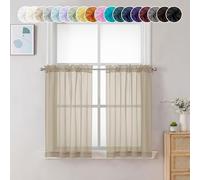 Chyhomenyc Cortinas traslúcidas de 24 Pulgadas de Largo, Cortinas de Ventana pequeñas para baño, Sala de Estar, sótano, Cortinas Cortas con Bolsillo para Barra, 42 Pulgadas de Ancho x 24 Pulgadas de