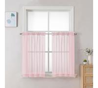 Chyhomenyc Cortinas traslúcidas de 24 Pulgadas de Largo, Cortinas pequeñas para Ventana de baño, Sala de Estar, sótano, Cortinas Cortas de Gasa con Bolsillo para Barra, 42 Pulgadas de Ancho x 24