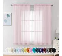 Chyhomenyc Cortinas traslúcidas de 54 pulgadas de largo, 2 paneles, cortinas cortas de gasa para comedor, ventanas pequeñas, baño, sala de estar, dormitorio, bolsillo para barra, 107.7 cm de ancho x