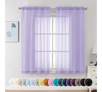 Chyhomenyc Cortinas traslúcidas de color lila de 160 cm de largo, 2 paneles, filtran la luz, con bolsillo para cortinero, cortinas de tratamiento para dormitorio, sala de estar, cada una de 42