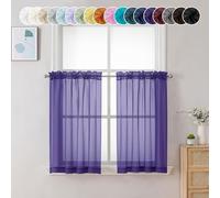 Chyhomenyc Cortinas traslúcidas de Gasa de 36 Pulgadas de Largo, 2 Paneles, con Bolsillo para Barra, para Ventana Corta, para baño, Sala de Estar, 2 Piezas, Color Morado