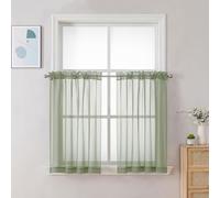 Chyhomenyc Cortinas traslúcidas de Gasa de 42 Pulgadas de Ancho x 24 Pulgadas de Largo, Cortinas pequeñas filtrantes de luz, Cortinas Cortas de Gasa para Ventana, Sala de Estar, cafetería, sótano,