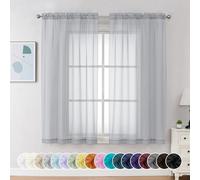 Chyhomenyc Cortinas traslúcidas de Gasa de 54 Pulgadas de Largo, 2 Paneles, Cortinas Cortas de Gasa para filtrar la luz, Cortinas Cortas para Sala de Estar, Dormitorio, Ventanas pequeñas, 42 Pulgadas