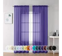 Chyhomenyc Cortinas traslúcidas moradas de 72 pulgadas de largo, 2 paneles, filtran la luz, suaves, aireadas, con bolsillo para barra, cortinas de gasa para ventana para puerta francesa, dormitorio,