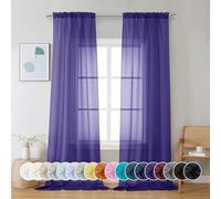 Chyhomenyc Cortinas traslúcidas moradas de 96 pulgadas de largo, 2 paneles, filtran la luz, suaves, aireadas, elegantes, cortinas de gasa para dormitorio, sala de estar, decoración de fiesta de boda,