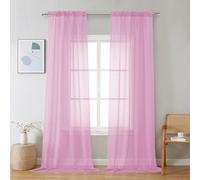 Chyhomenyc Cortinas traslúcidas rosas de 96 pulgadas de largo, 2 paneles, filtran la luz, suaves, aireadas, elegantes, cortinas de gasa para dormitorio, sala de estar, decoración de fiesta de boda, 42
