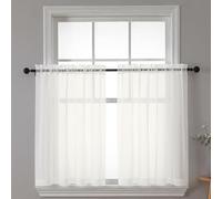 Chyhomenyc Juego de 2 cortinas traslúcidas con filtrado de luz, cortinas pequeñas de 61 cm de largo, cortinas cortas de gasa para baño, sala de estar, cafetería, sótano, cortinas de gasa para ventana,
