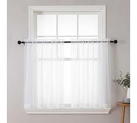 Chyhomenyc Juego de 2 Paneles de Cortinas traslúcidas Blancas de 36 Pulgadas de Largo, Cortinas Cortas de Gasa filtrante de luz para baño, Sala de Estar, Ventanas pequeñas, Cada uno de 42 Pulgadas de