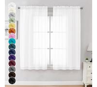 Chyhomenyc Juego de 2 Paneles de Cortinas traslúcidas Blancas de 63 Pulgadas de Largo, con Bolsillo para cortinero, Cortinas de Tratamiento para Dormitorio, Sala de Estar, Cada uno de 42 Pulgadas de