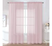 Chyhomenyc Juego de 2 paneles de cortinas traslúcidas color rosa rubor de 84 pulgadas de largo, cortinas rosas filtrantes de luz para sala de estar, cortinas suaves para ventana de dormitorio, 42