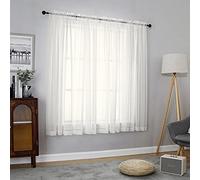 Chyhomenyc Juego de 2 Paneles de Cortinas traslúcidas de 63 Pulgadas de Largo, Cortinas Cortas de Gasa semitransparentes con Bolsillo para cortinero, para Comedor, Dormitorio, Sala de Estar, 42