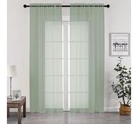 Chyhomenyc Juego de 2 Paneles de Cortinas traslúcidas para Sala de Estar, 2 Paneles para Puerta Francesa, Hermosa decoración de Ventana para Bodas, Fiestas, telón de Fondo y toldo, Color Verde Salvia
