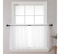 Chyhomenyc Juego de Cortinas Blancas Transparentes de 24 Pulgadas de Largo, Cortinas de Ventana pequeñas para baño, Sala de Estar, cafetería, sótano, Cortinas Cortas de Gasa de 42 x 24 Pulgadas