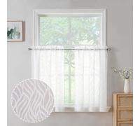 Chyhomenyc Marilyn - Cortinas traslúcidas Blancas de 91 cm de Largo, filtran la luz, Suaves, aireadas, con Clip de Hoja 3D, Cortinas traslúcidas con Textura Jacquard para Dormitorio, baño, Ventanas