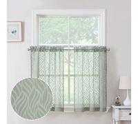 Chyhomenyc Marilyn - Cortinas traslúcidas de 36 Pulgadas de Largo, filtran la luz, Suaves, aireadas, con Clip de Hoja 3D, Cortinas Cortas traslúcidas con Textura Jacquard para Dormitorio, baño