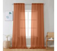 Chyhomenyc Sheer Orange Curtains 90 Inches Long 2 Panels, Light Filtering Soft Airy Solid Elegant Voile Window Treatment Drapes for Bedroom Living Room Wedding Party Decor, 42 Wx90 L Inches