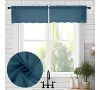 Chyhomenyc Stone Blue Sheer Valances for Windows 2 Pack 42Wx14L Inches Small Valance for Living Room Bathroom Cafe Laundry Basement Elegant Haze Blu
