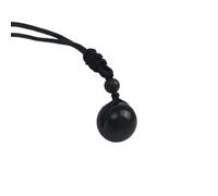 CHYIFSHIYM Collar con colgante de Shungite de 16 mm, amuleto de cuentas redondas de piedra natural con cordón ajustable, joyería espiritual minimalista para meditación, energía de conexión a tierra y