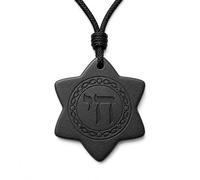 CHYIFSHIYM Collar de shungite, colgante de estrella negra de David Chai con cordón trenzado, grabado para uso diario, estilo meditación, regalo Judaica
