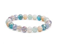 CHYIFSHIYM Pulsera de cuentas de arcoíris para mujer, pulsera de cuentas de cristal natural con cuentas facetadas coloridas, regalo de joyería de verano multicolor para cumpleaños, vacaciones