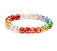 CHYIFSHIYM Pulsera de cuentas de arcoíris para mujer, pulsera de cuentas de cristal natural con cuentas facetadas coloridas, regalo de joyería de verano multicolor para cumpleaños, vacaciones