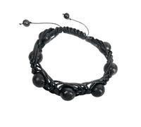CHYIFSHIYM Pulsera de cuentas de shungite natural, pulsera de cordón ajustable para hombres y mujeres, piedra redonda anudada a mano, comodidad y equilibrio energético, lista para regalo, 8.6-11.8