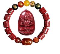 CHYIFSHIYM Pulsera de cuentas rojas estilo Feng Shui chino o colgante de guardián, joyería decorativa simbólica, se vende por separado, One Size, Madera de agar, Sin piedra preciosa