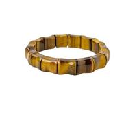 CHYIFSHIYM Pulsera de perlas de bambú de cristal ojo de tigre natural, 15 x 12 mm, pulsera de curación de energía para hombres y mujeres
