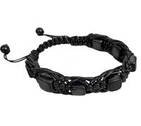 CHYIFSHIYM Pulsera de Shungite de Karelia, pulsera ajustable de piedra natural con cuentas cuadradas de 8 mm, pulsera de cuentas negras para hombres y mujeres, caja de regalo incluida