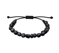 CHYIFSHIYM Pulsera de shungite natural para mujeres y hombres, ajustable de 8 mm, pulsera de cuentas negras con cordón de nudo deslizante, regalo de joyería minimalista unisex con caja y bolsa