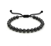 CHYIFSHIYM Pulsera Shungite para hombres y mujeres, pulsera ajustable de cuentas negras de 6 mm con caja de regalo, joyería unisex de Shungite para uso diario y capas