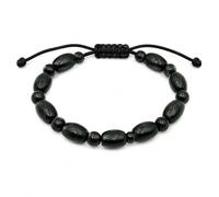CHYIFSHIYM Pulsera Shungite para hombres y mujeres, pulsera de cuentas de barril de 8 x 12 mm, pulsera ajustable de cordón negro, joyería de Shungite Karelia, 1 unidad