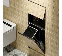 CHZDPP Cubo de basura Nicho empotrado para inodoro, Nicho oculto para baño con cubo de basura extraíble, Organizador para ducha impermeable y resistente al óxido