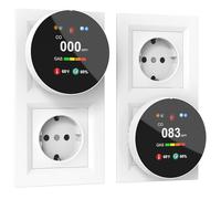 CHZHVAN Detector de Monóxido de Carbono y Gas con Enchufe, Combinado Detector de CO 4 en 1 con Sensor de Temperatura y Humedad, Alarma Sonora para Hogar y Caravana, 2 Piezas